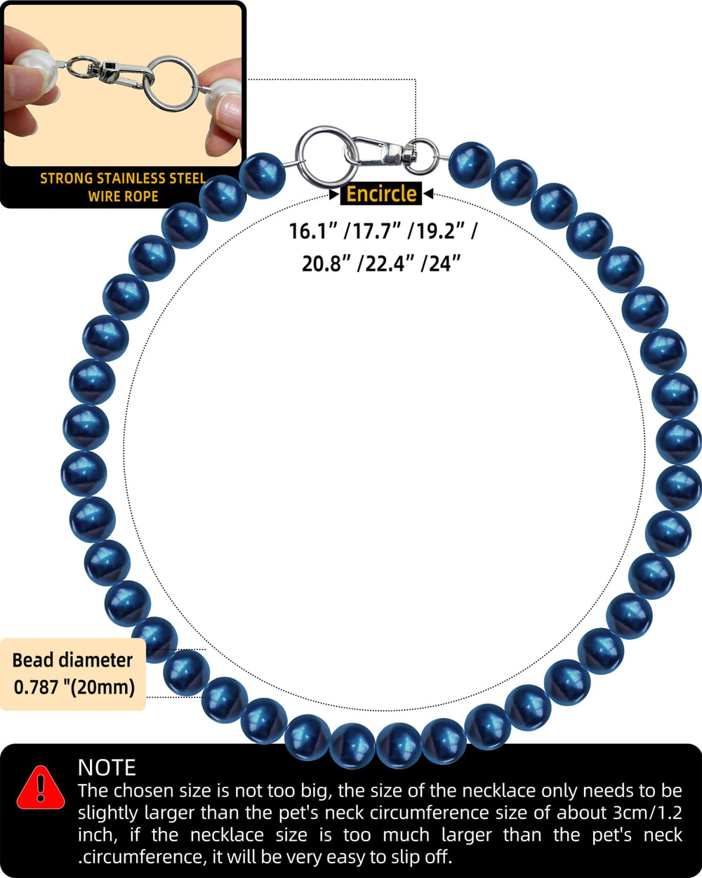 KUDES collar de perlas para perro, ligero y cómodo de llevar.