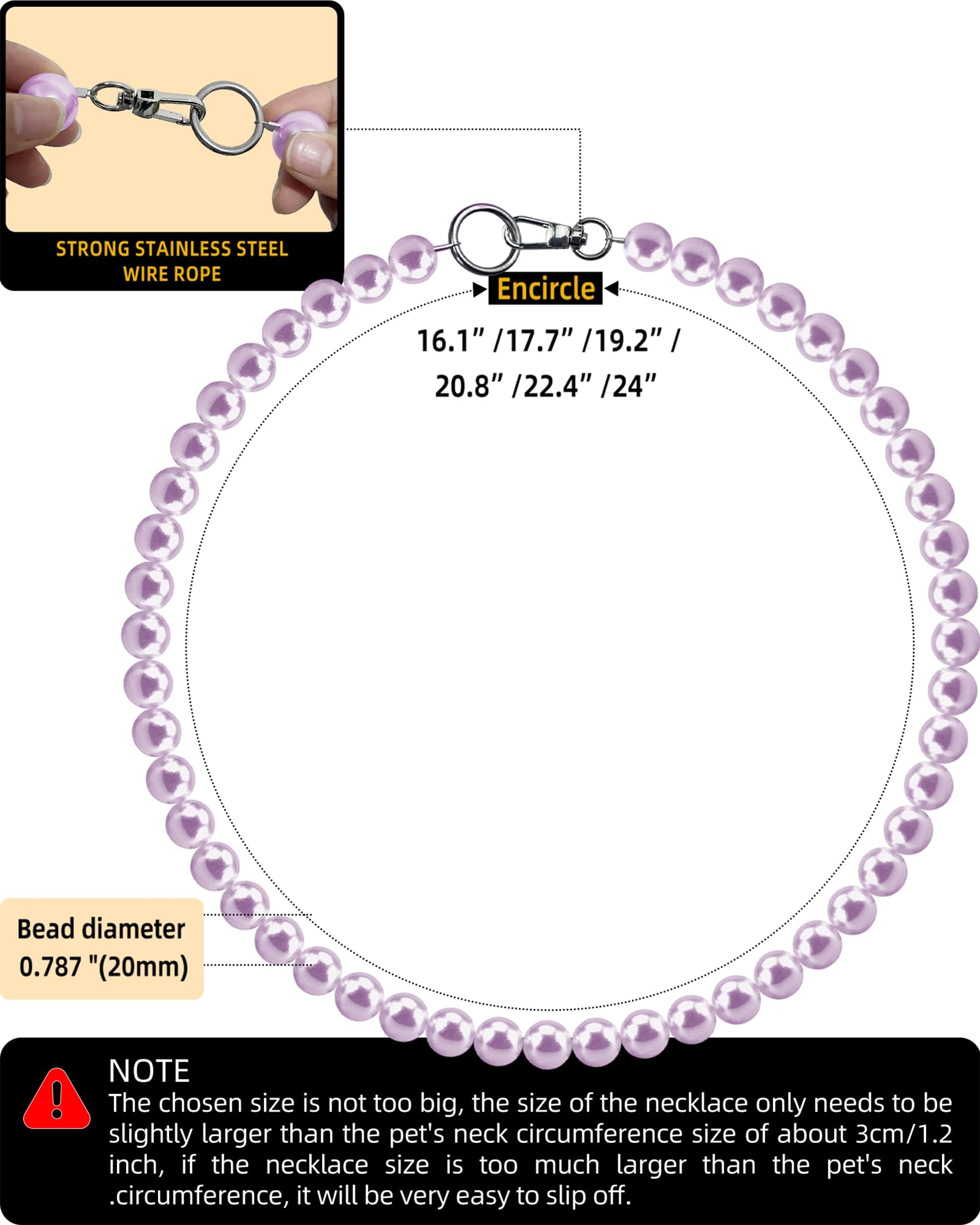 KUDES regalo ideal, collar de perlas para perros grandes.