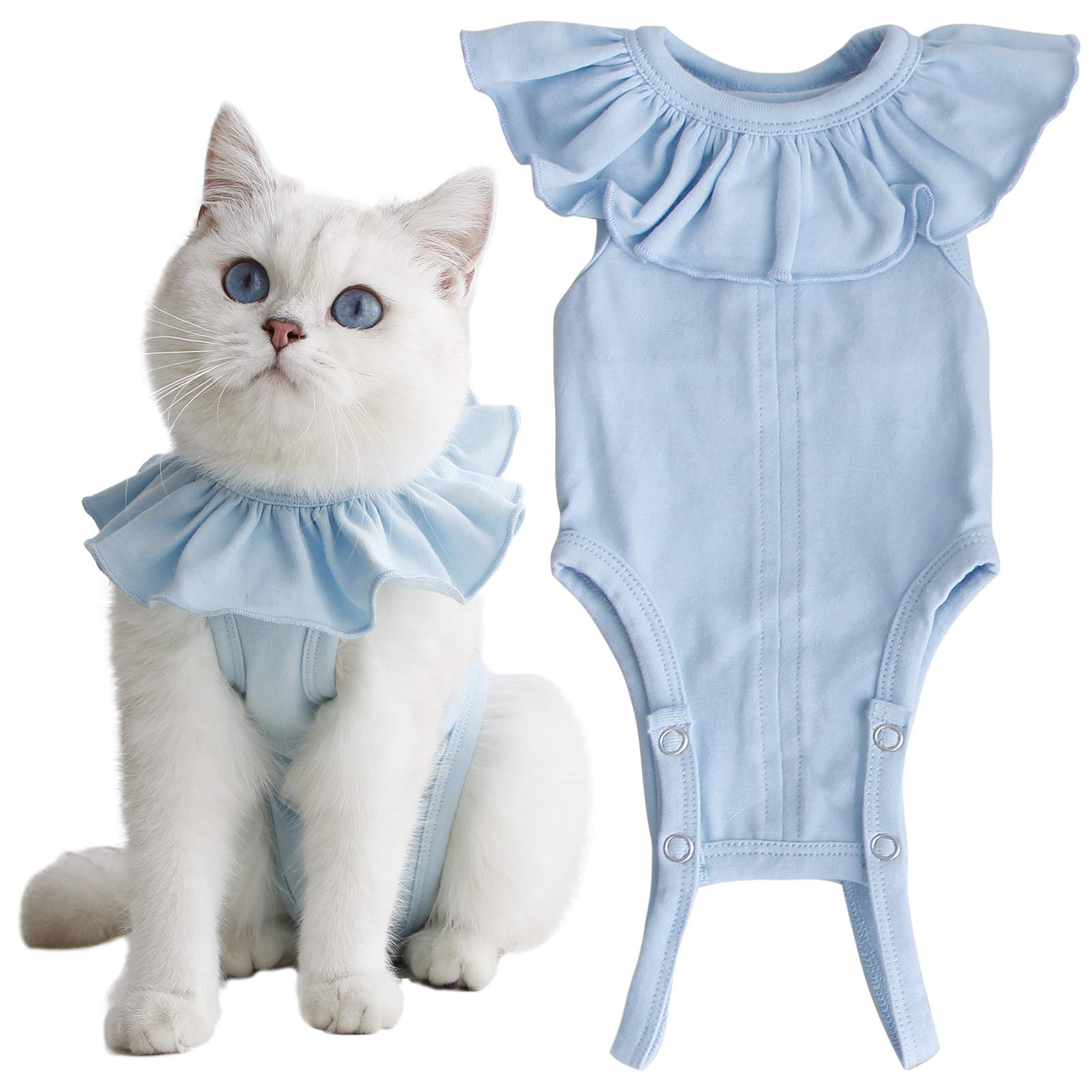 Kukaster Pet traje de recuperación para gato: cuello y costados, protección suave de la herida.