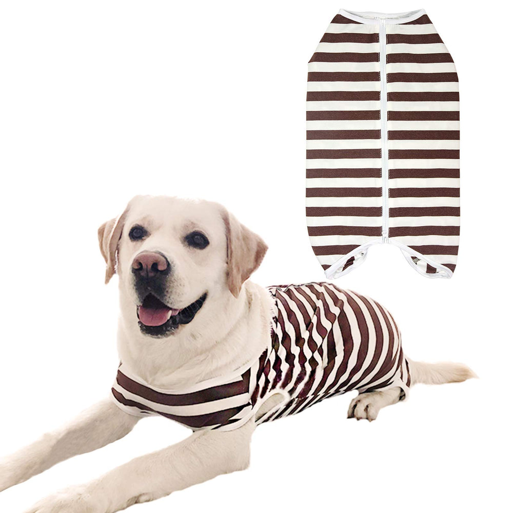 Kukaster Pet traje de recuperación para perro, vista frontal, protege la herida y promueve calma.