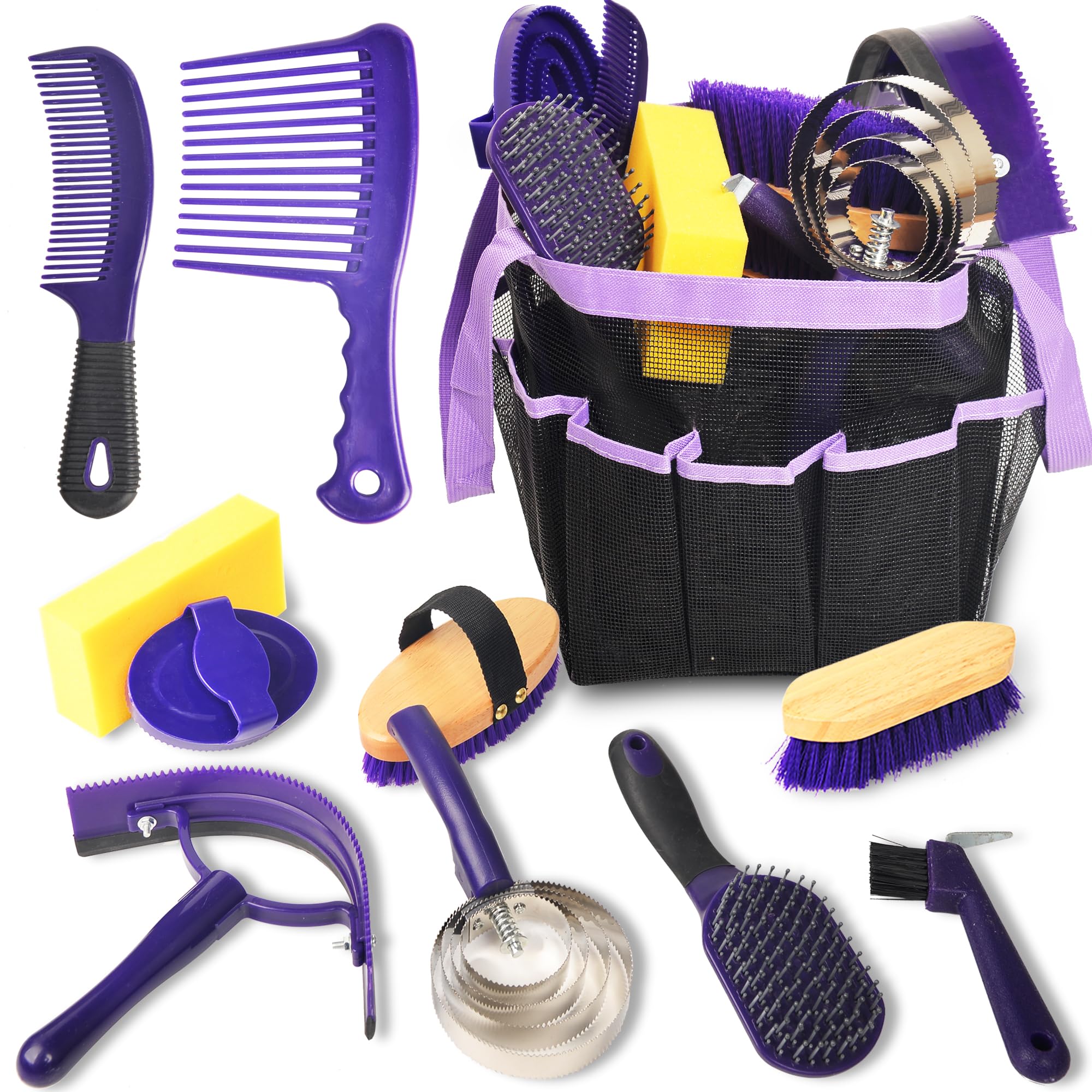 KUNBEIEN kit de aseo para caballo con bolsa organizadora, orden práctico durante sesiones