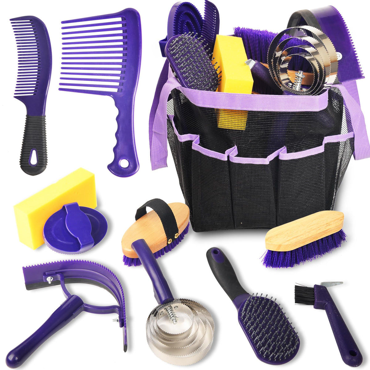 KUNBEIEN kit de aseo para caballo con bolsa organizadora, orden práctico durante sesiones