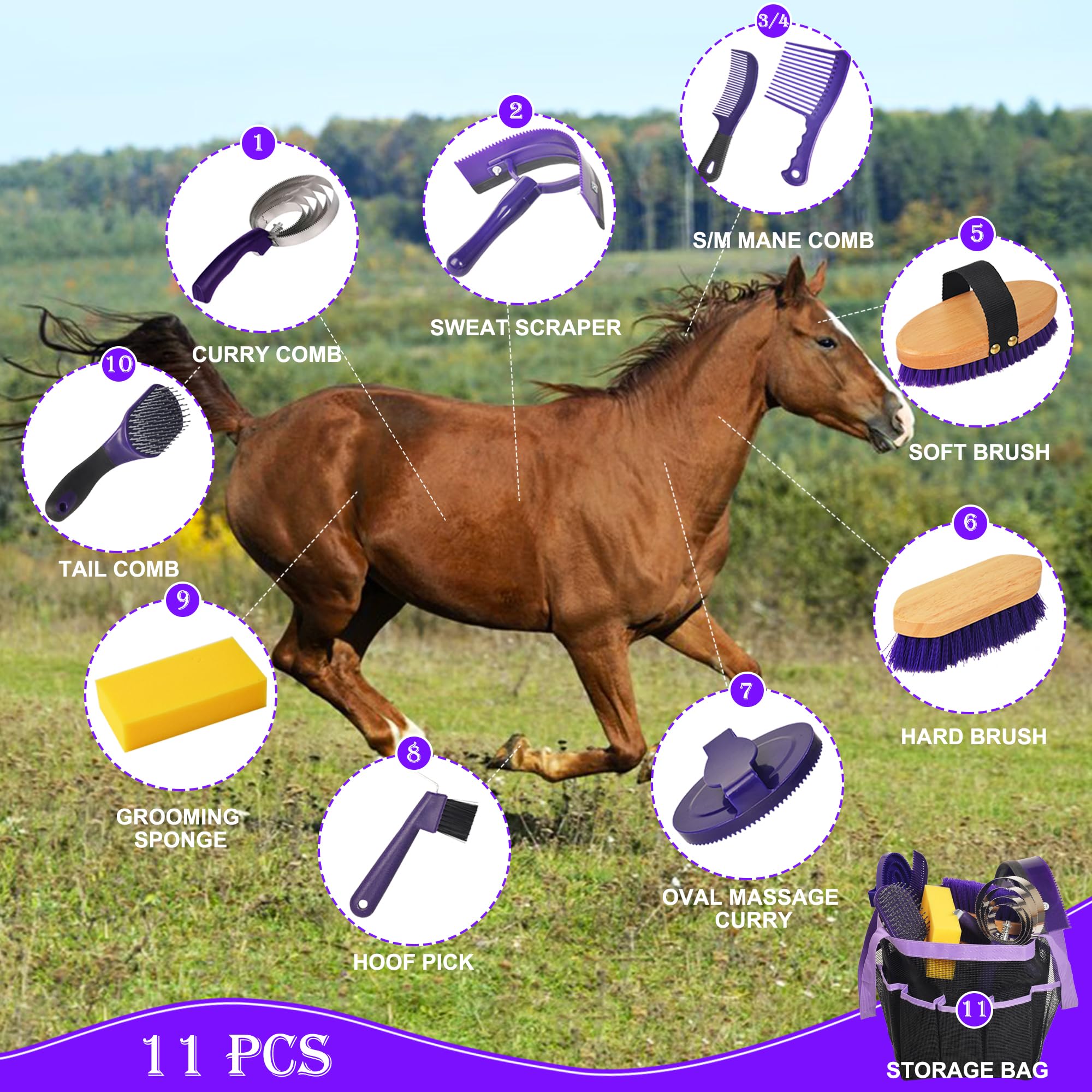 KUNBEIEN kit de aseo completo para caballo, cuidado del cuerpo fácil y eficiente