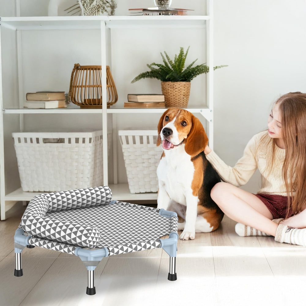 Kuntrust cama elevada para exterior, protege de la humedad y mantiene seco al perro.