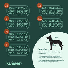 Kuoser abrigo perro con cierre trasero, fácil de poner y quitar.