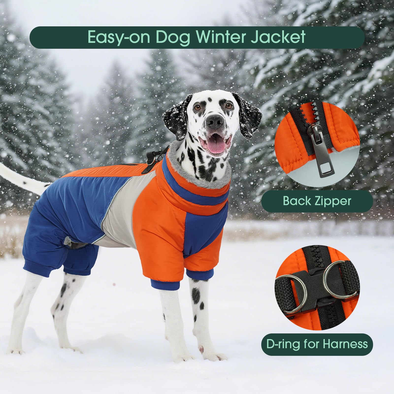 Kuoser capa para cuatro patas ofrece cobertura completa y abrigo cálido.