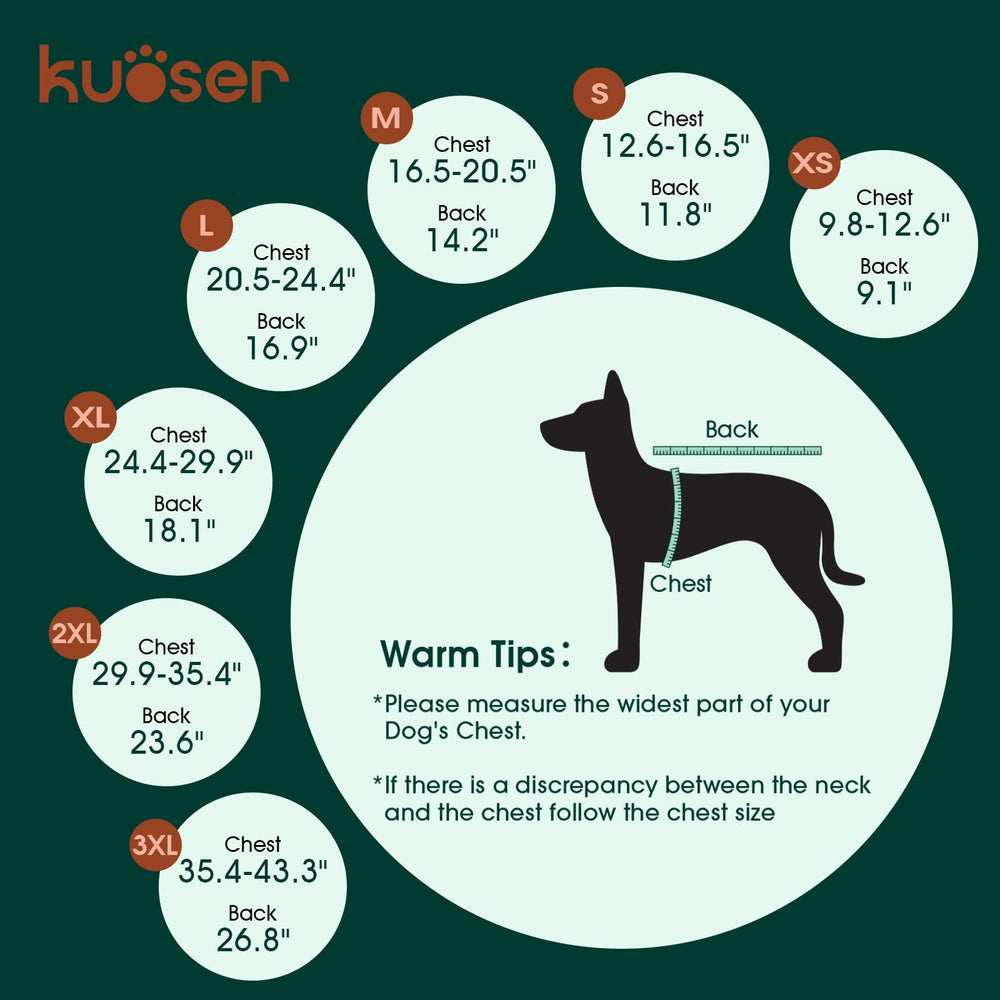 Kuoser capa para perro con tiras reflectantes traseras, mejora visibilidad nocturna.
