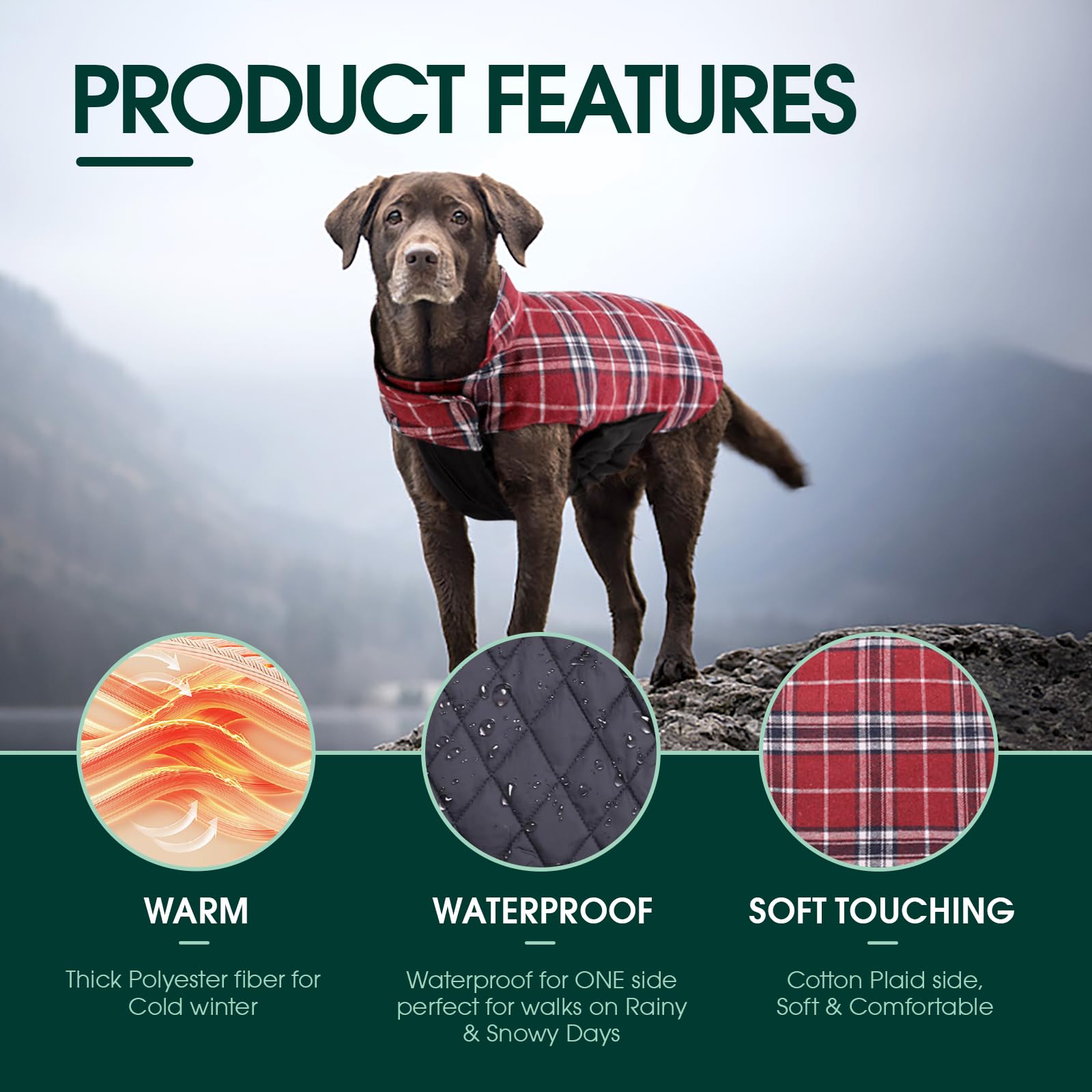 Kuoser capa-perro reversible ajustable versatilidad para climas variables