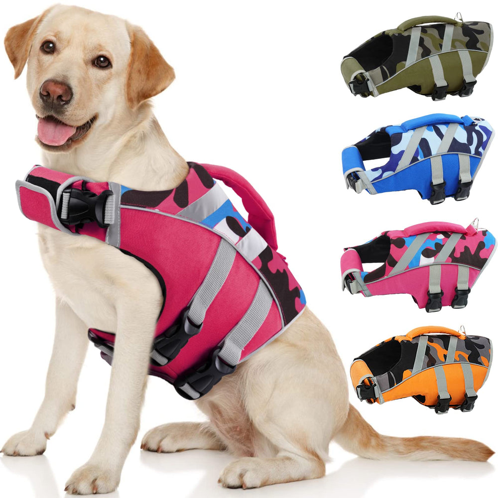 Kuoser chaleco salvavidas para perro con bandas reflectantes para mayor visibilidad.