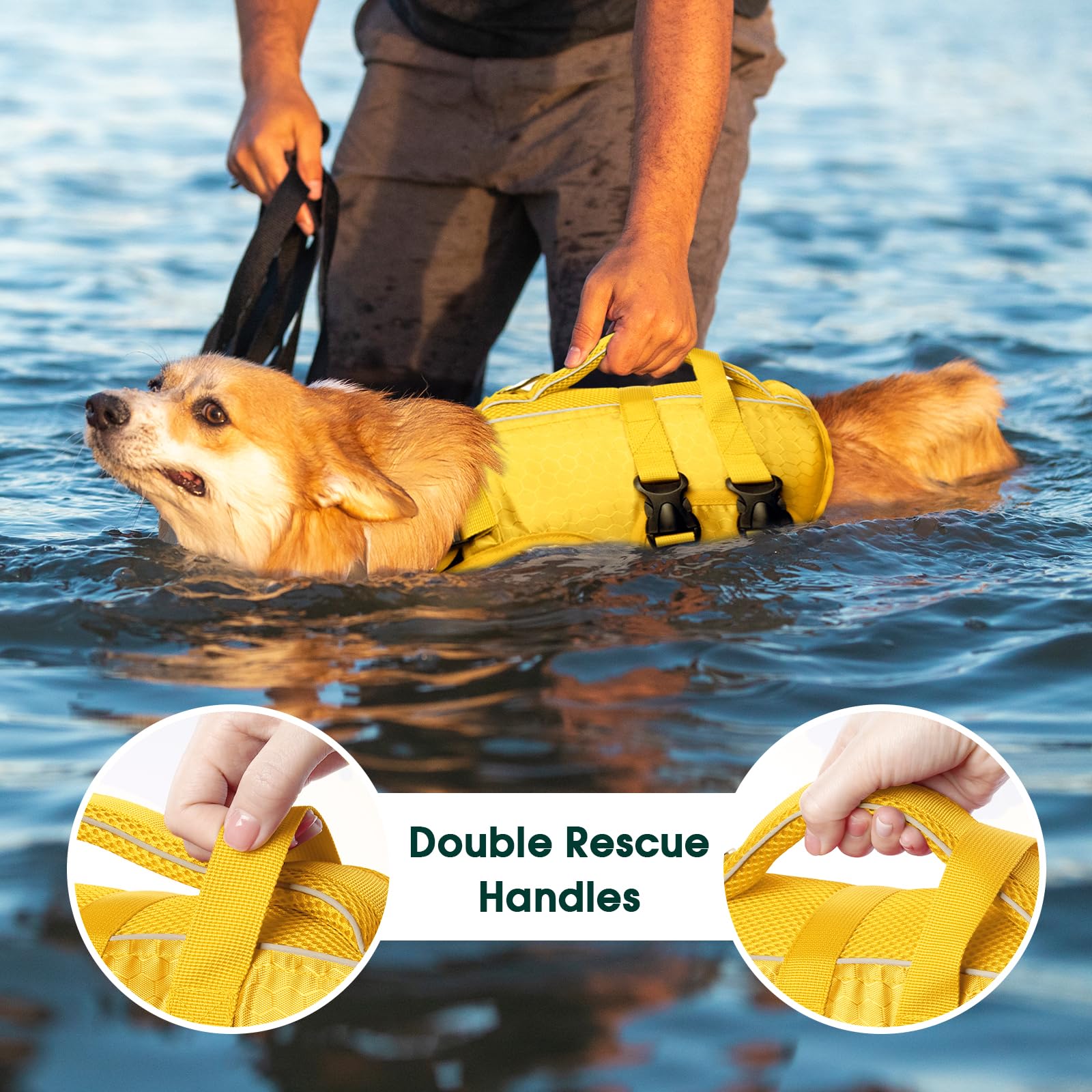Kuoser chaleco salvavidas para perros, disponible en múltiples tallas.