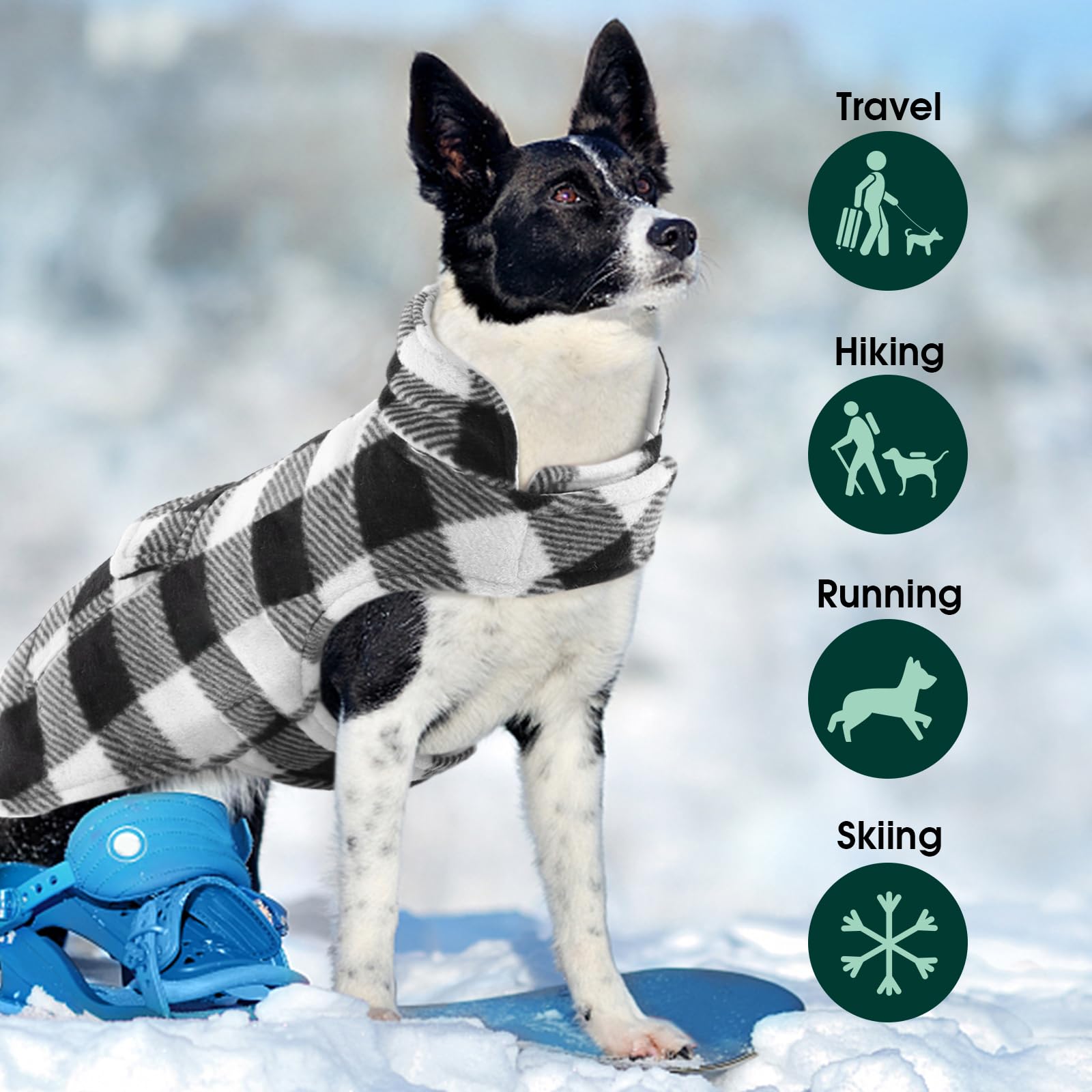 Kuoser abrigo de invierno con diseño plaid británico para perros.