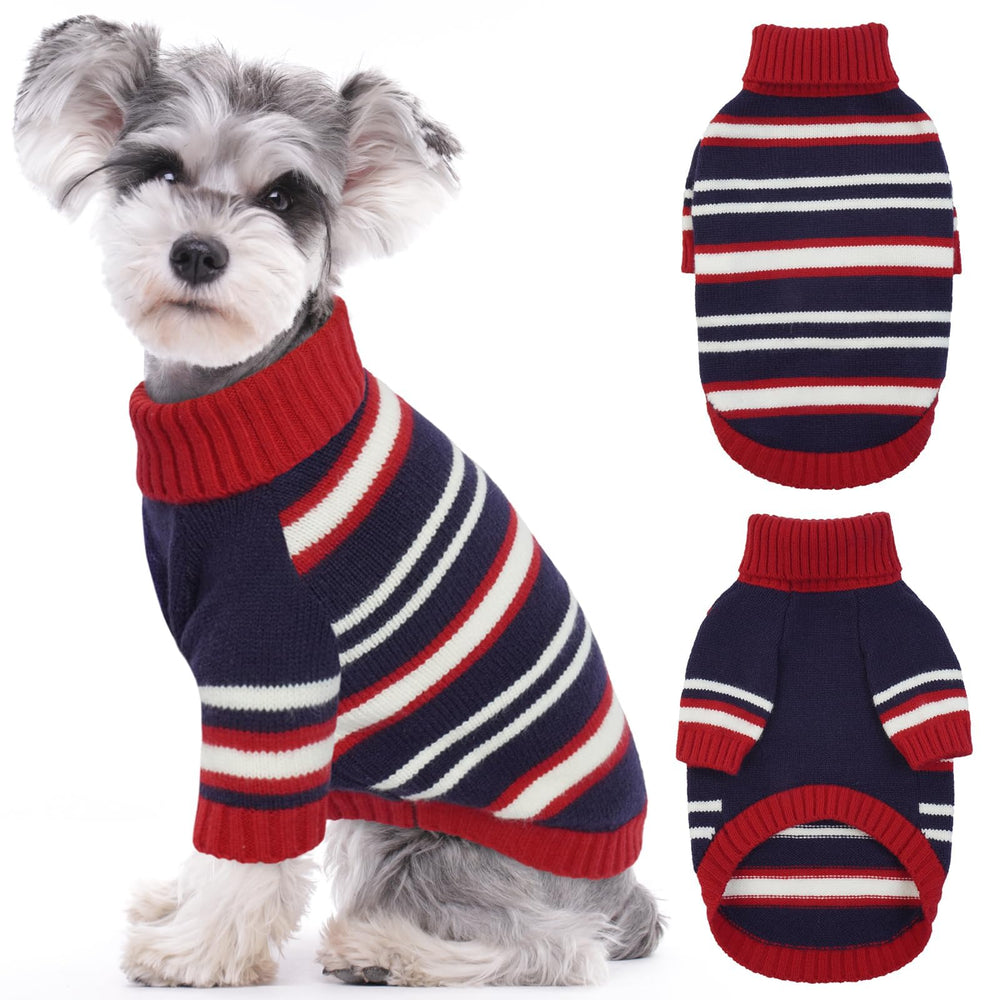 Kuoser suéter para perro con rayas rojas y azules, ideal para paseos