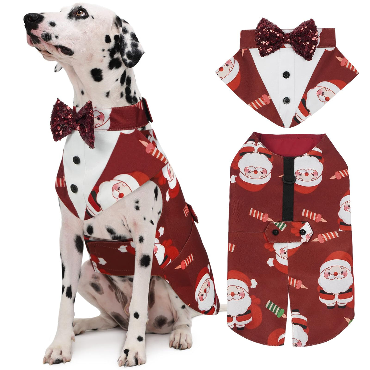 Kuoser-esmoquin-perro-navidad-frente: estilo elegante para Navidad, ideal para fotos.