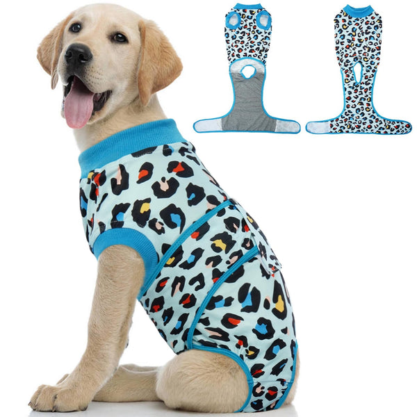 Kuoser mono de recuperación para perro, azul leopardo, evita lamidos durante la curación