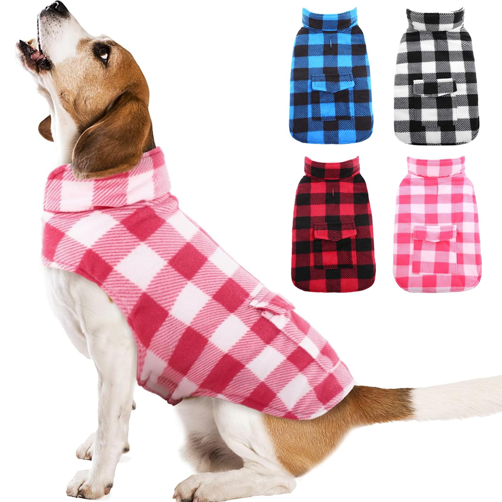 Kuoser abrigo para perros, diseño británico a cuadros, ideal para paseos invernales.
