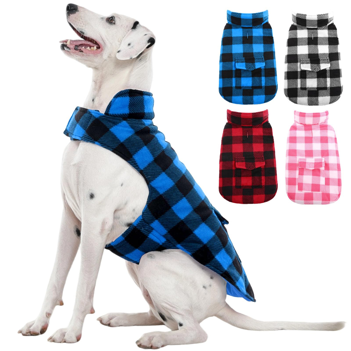 Kuoser chaqueta para perro en cuadros, ideal para paseos cálidos en invierno.
