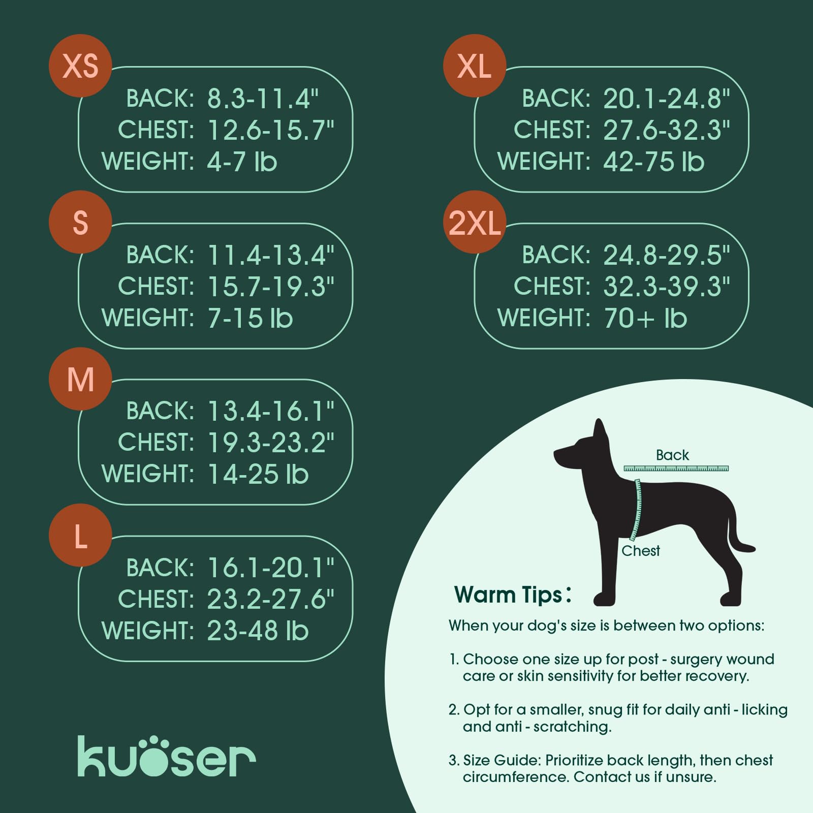 Kuoser prenda recuperación postquirúrgica para perro, diseño elástico facilita ponérsela.
