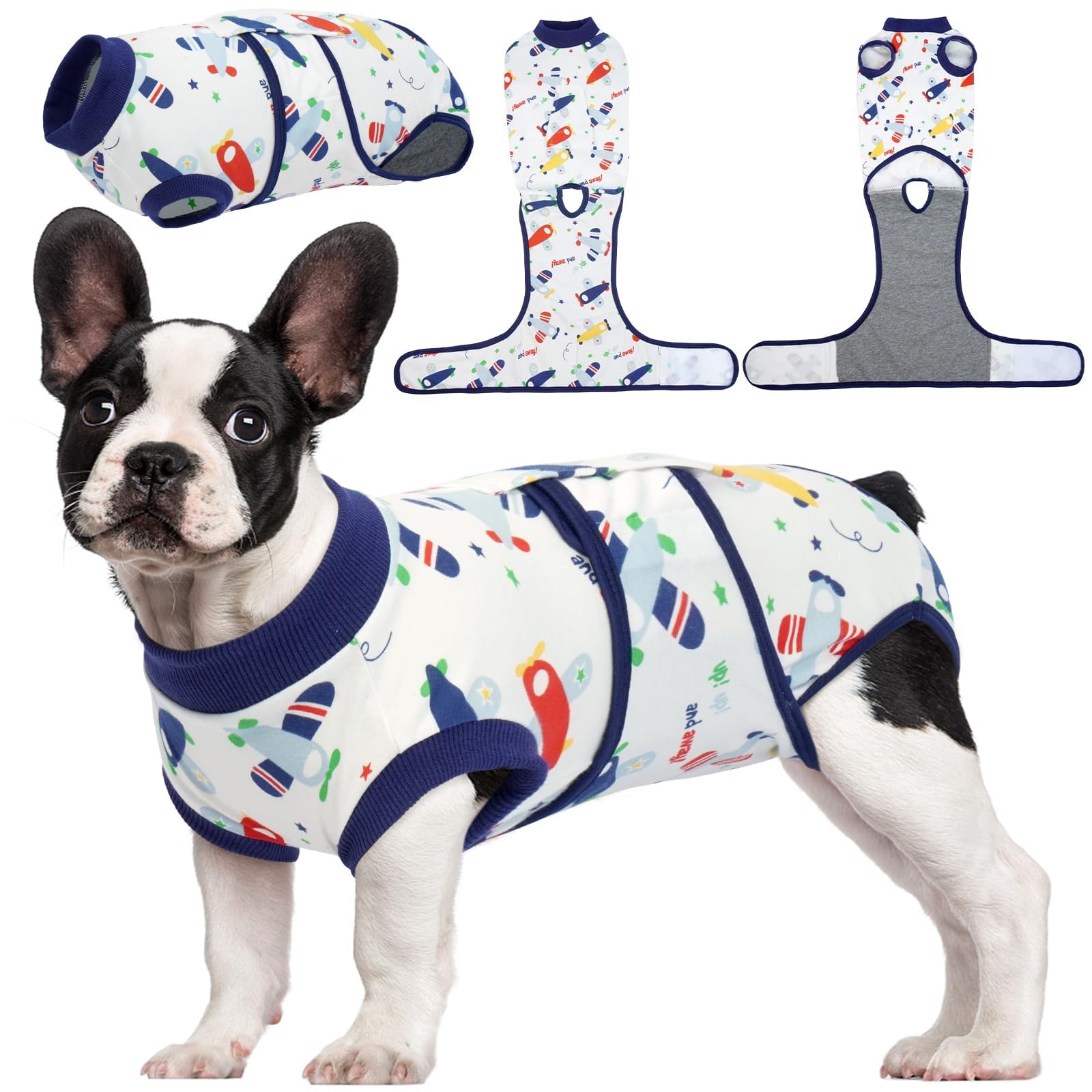 Kuoser Recovery Suit para perros, frente visible, favorece recuperación sin irritación.