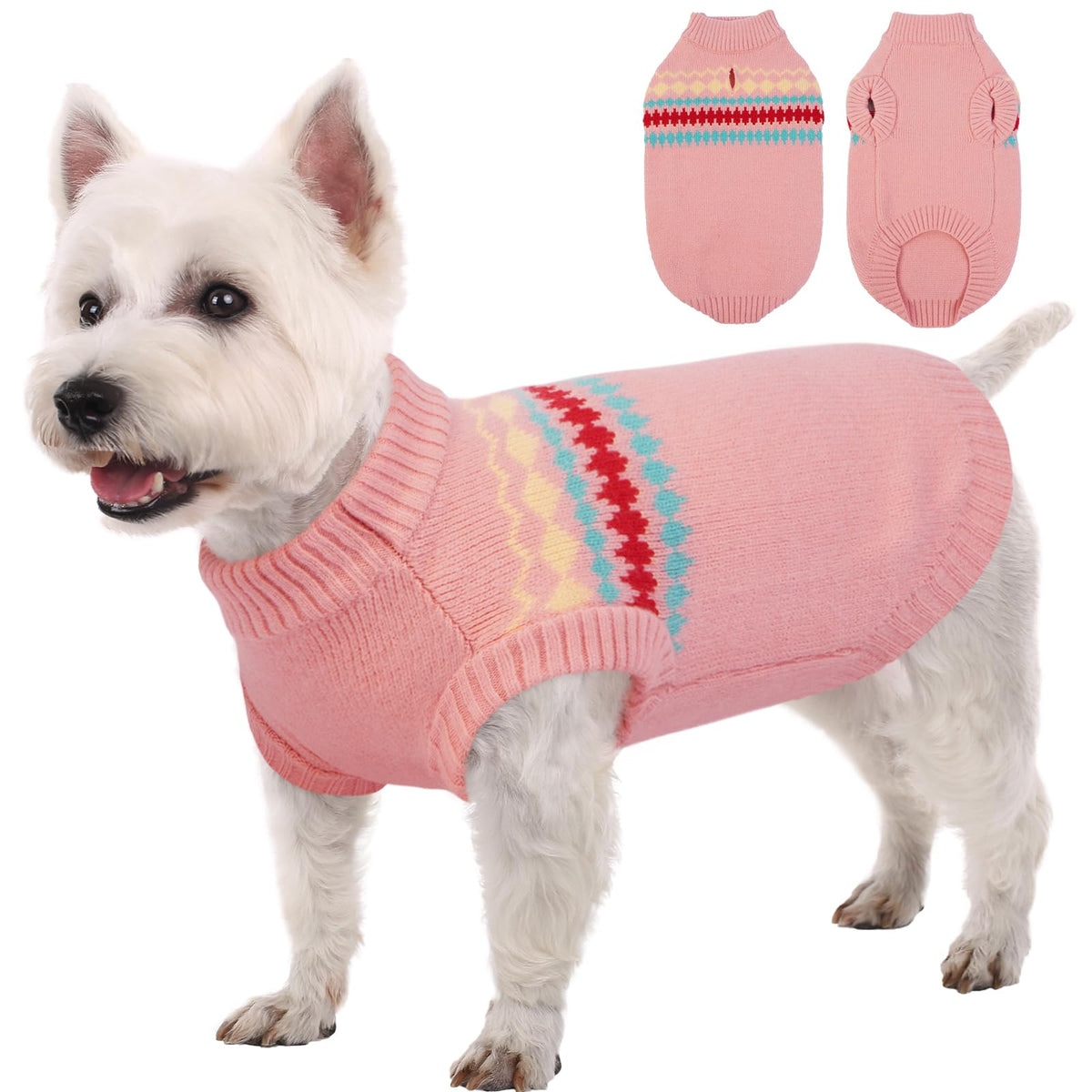 Kuoser sudadera para perro rosa XS, vista frontal, ideal para paseos en clima frío