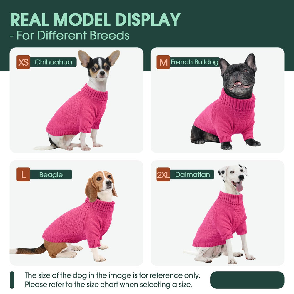 Kuoser suéter para perro mediano, rosa, cuello alto, mantiene el cuello caliente en días frescos