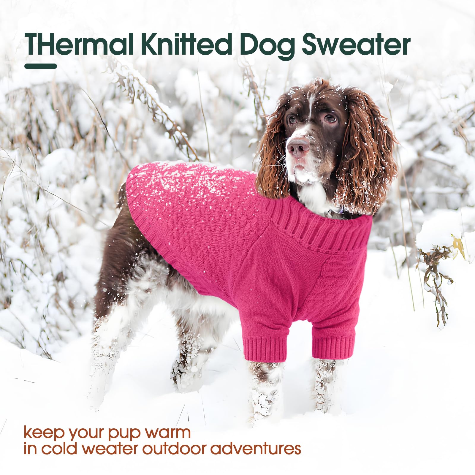 Suéter Kuoser para invierno, perro mediano, rosa, cálido y suave
