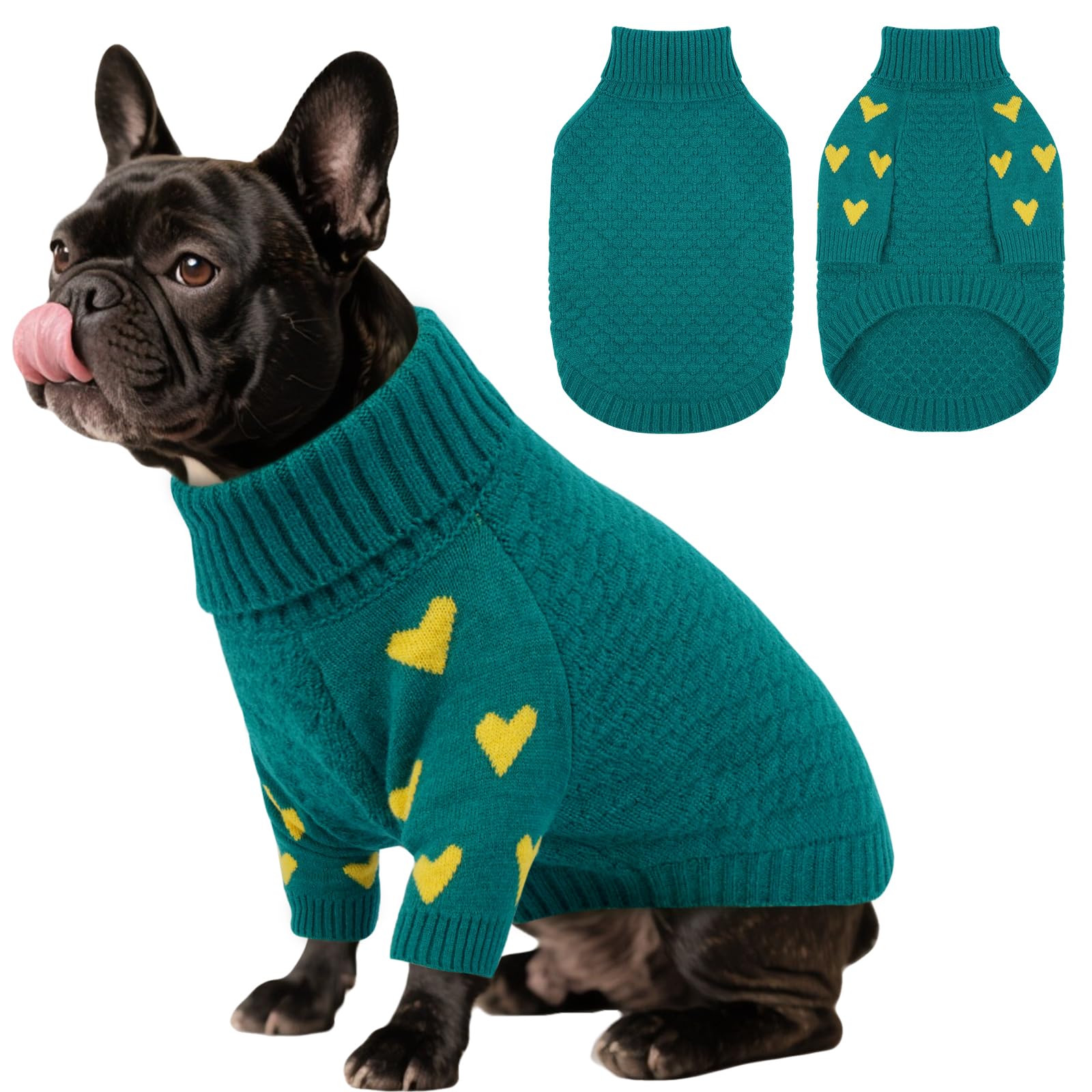 Kuoser suéter para perro mediano visto de frente, ideal para paseos fríos.