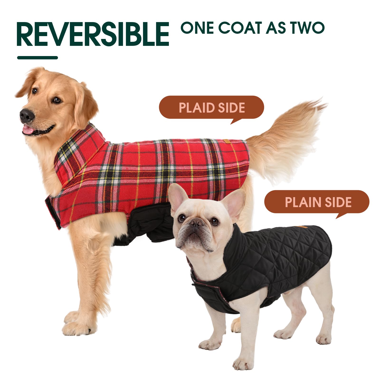 Kuoser abrigo de perro, doble capa, forro cálido para inviernos fríos.