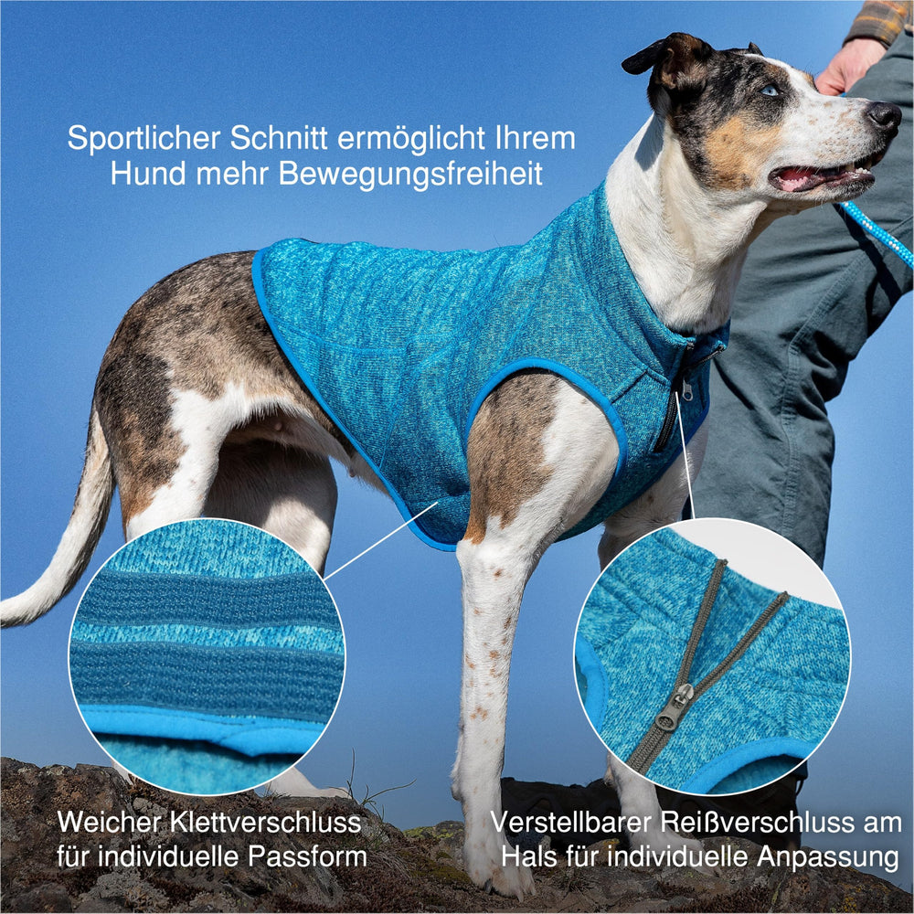Kurgo Core Sweater con cuello ajustable, se adapta a perros grandes.