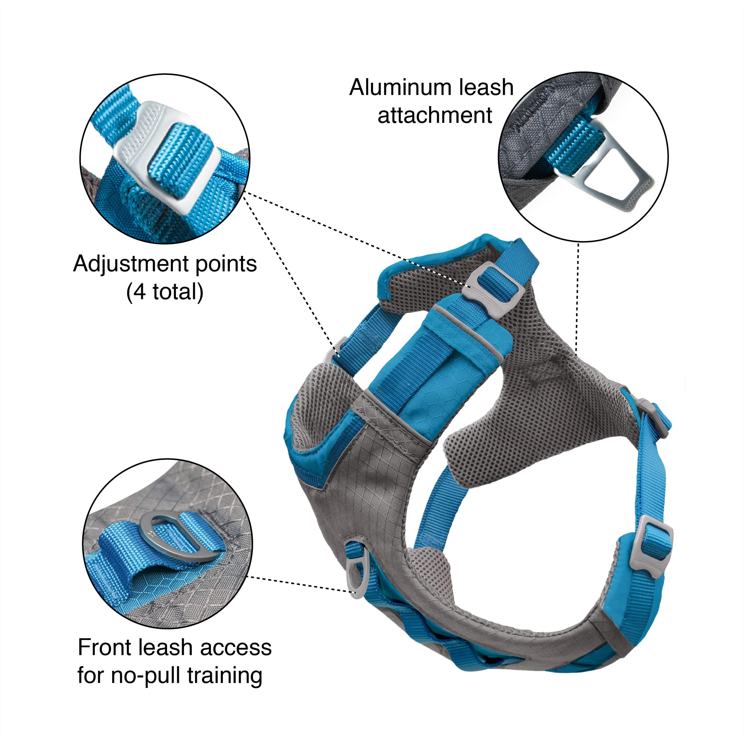 Kurgo Journey Air arnés con asa trasera para asistencia y control en senderismo.