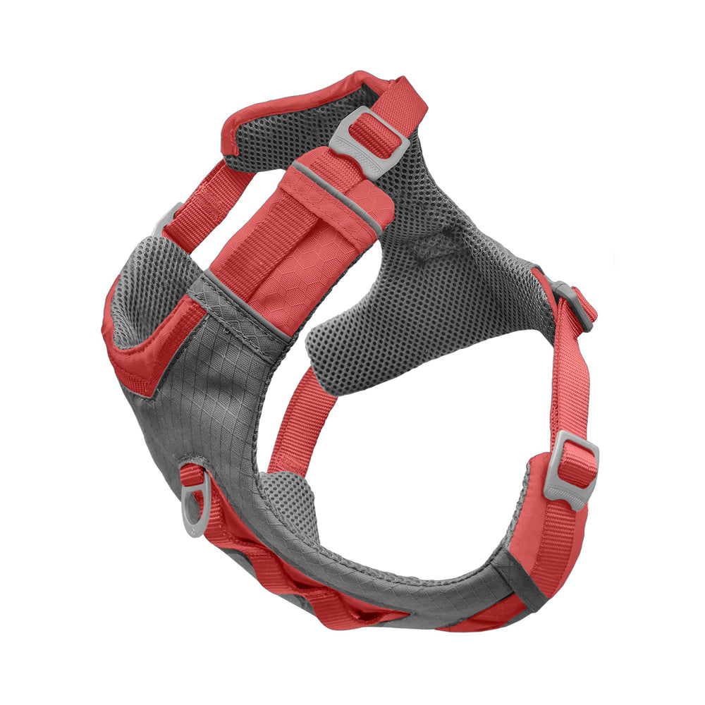 Kurgo Journey Air arnés para perro en coral, talla pequeña, ajuste seguro para paseos activos.