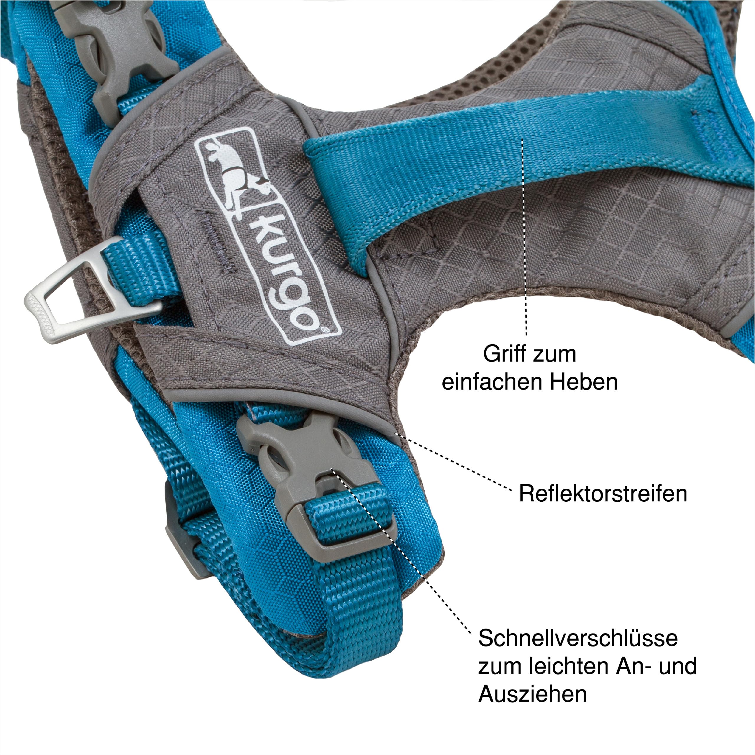 Kurgo Journey Air arnés, tejido exterior resistente para aventuras al aire libre.
