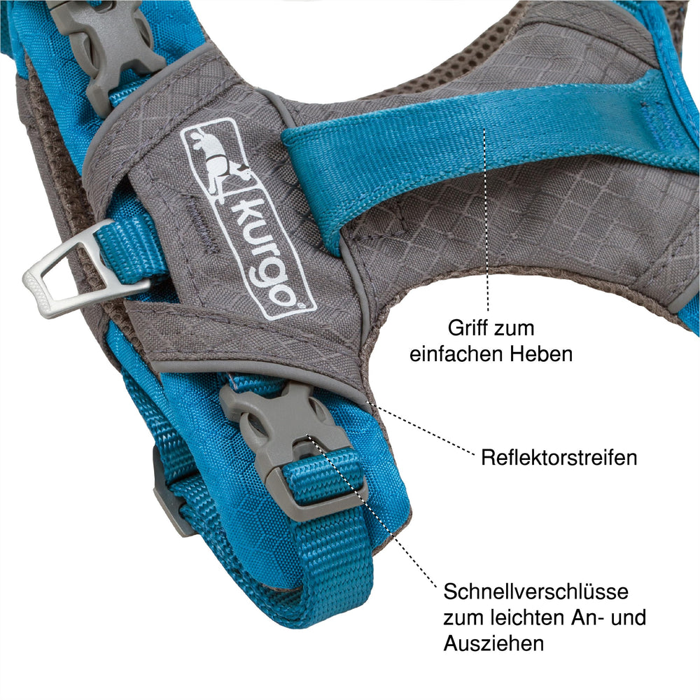Kurgo Journey Air arnés, tejido exterior resistente para aventuras al aire libre.