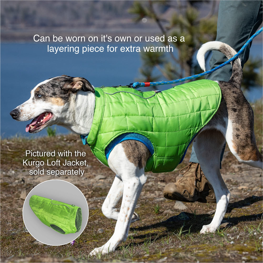Kurgo K9 Core Sweater, forro de fleece 10oz, aporta calidez suave para paseos fríos.