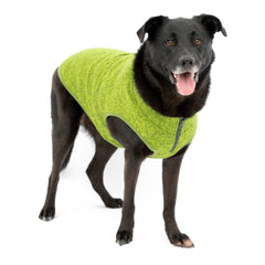 Kurgo K9 Core Sweater, dorso en verde Heather, mantiene al perro cómodo y cálido durante caminatas.