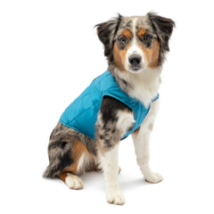 Kurgo Loft: cazadora para perro de doble color azul-costero, estilo versátil para paseos.