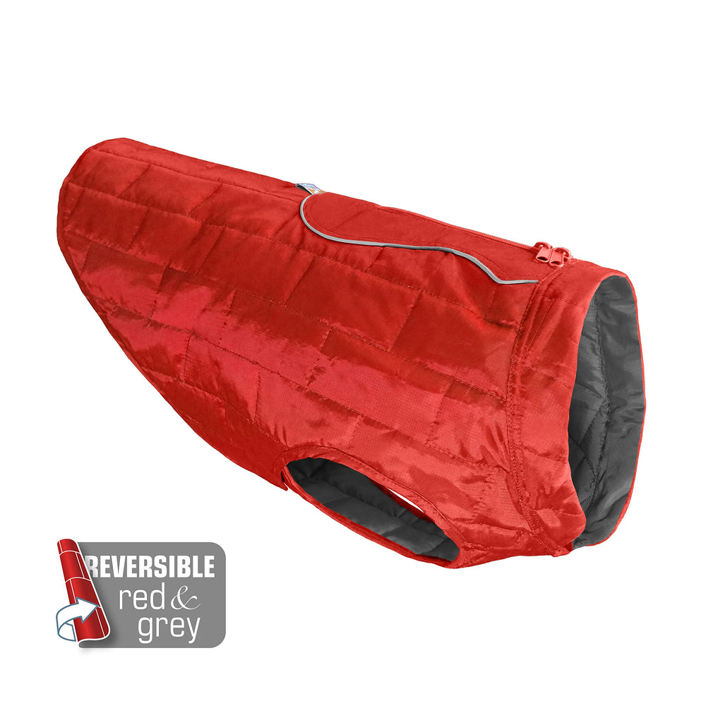 Kurgo Loft, chaqueta para perro, dos tonos reversibles para estilo y protección contra el viento.