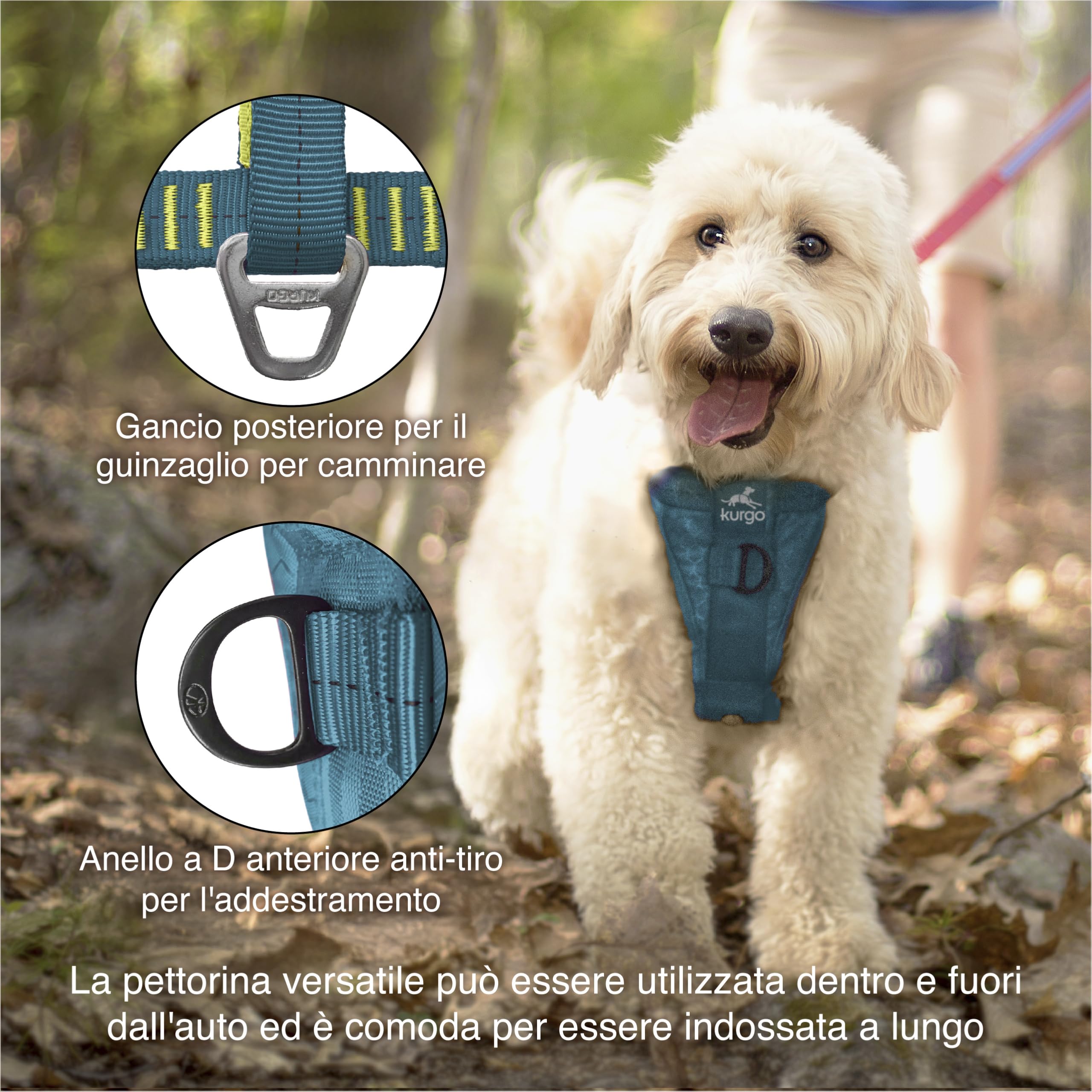 Pecho acolchado Kurgo Tru-Fit para mayor comodidad durante paseos