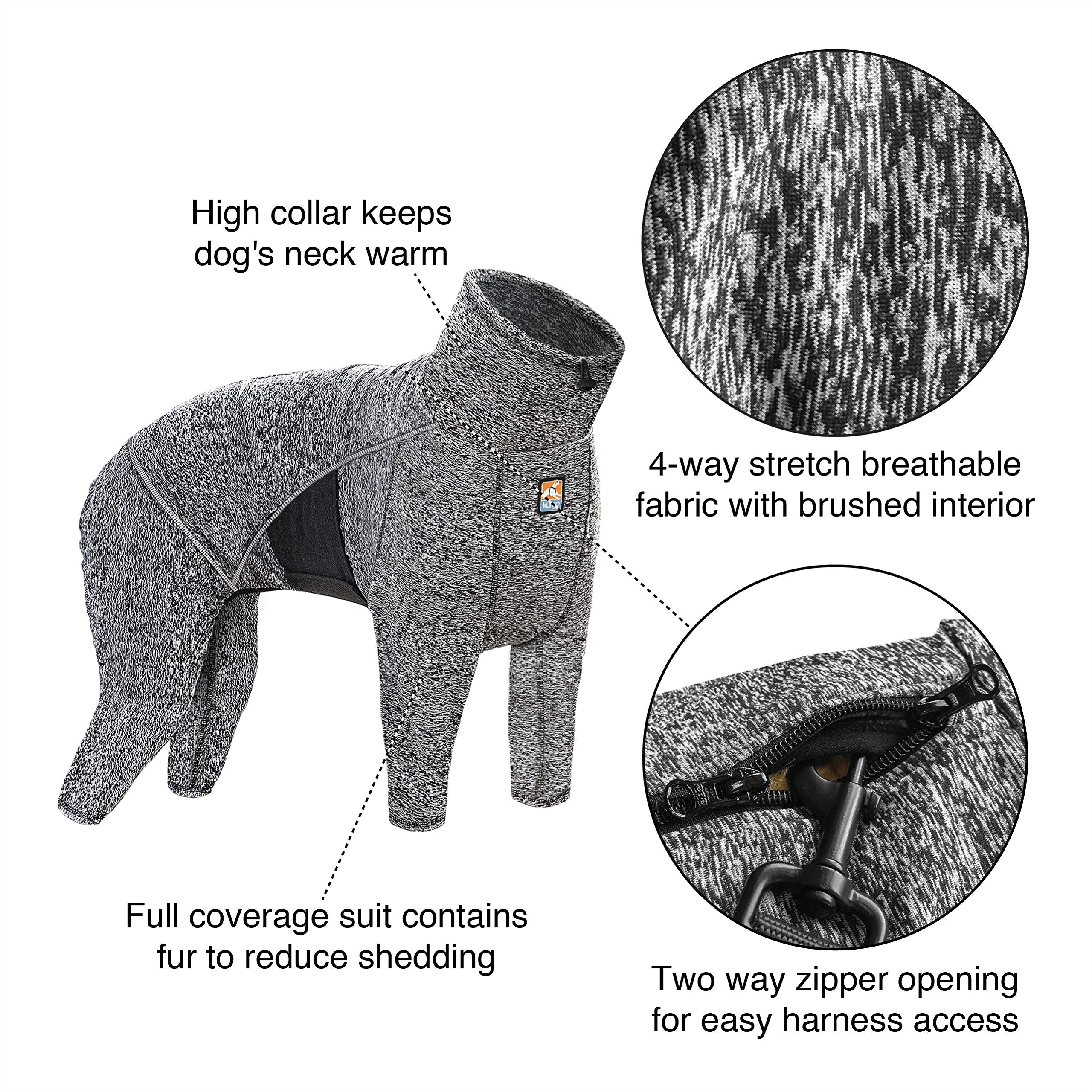 Kurgo Stowe Capa Base para Perro, cuello alto, protege del viento en caminatas.