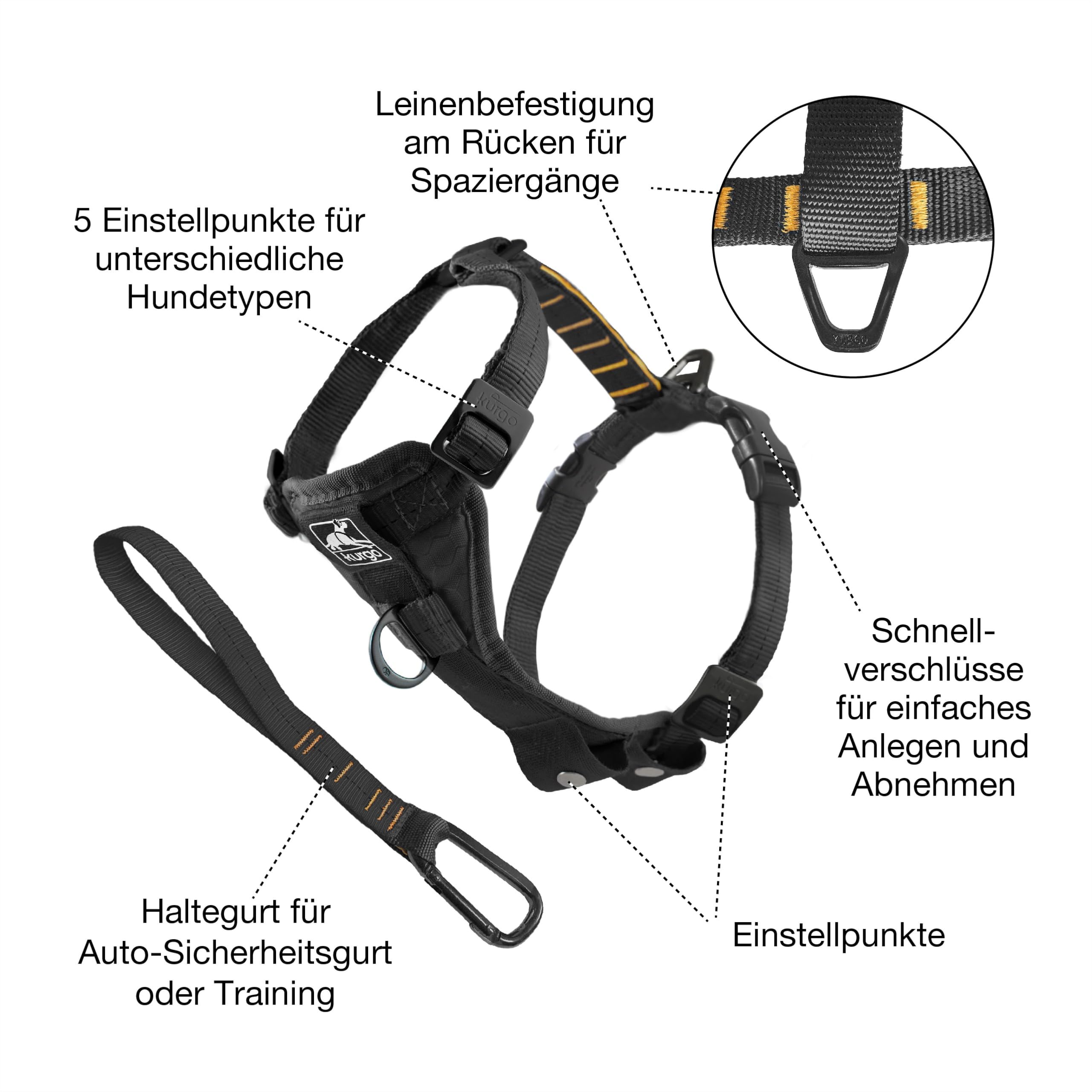 Kurgo Tru-Fit Arnés con borde reflectante para mayor visibilidad en caminatas.