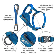 Kurgo Tru-Fit Arnés: pechera acolchada que reduce presión durante paseos.