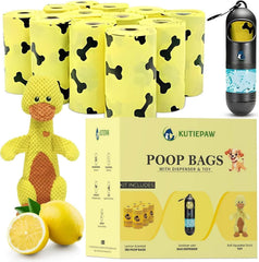 Kutiepaw kit completo para paseos con bolsas biodegradables y peluche de pato.