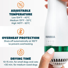 KUUBIA cepillo auto-limpiable con púas suaves para un cepillado profundo sin irritar.