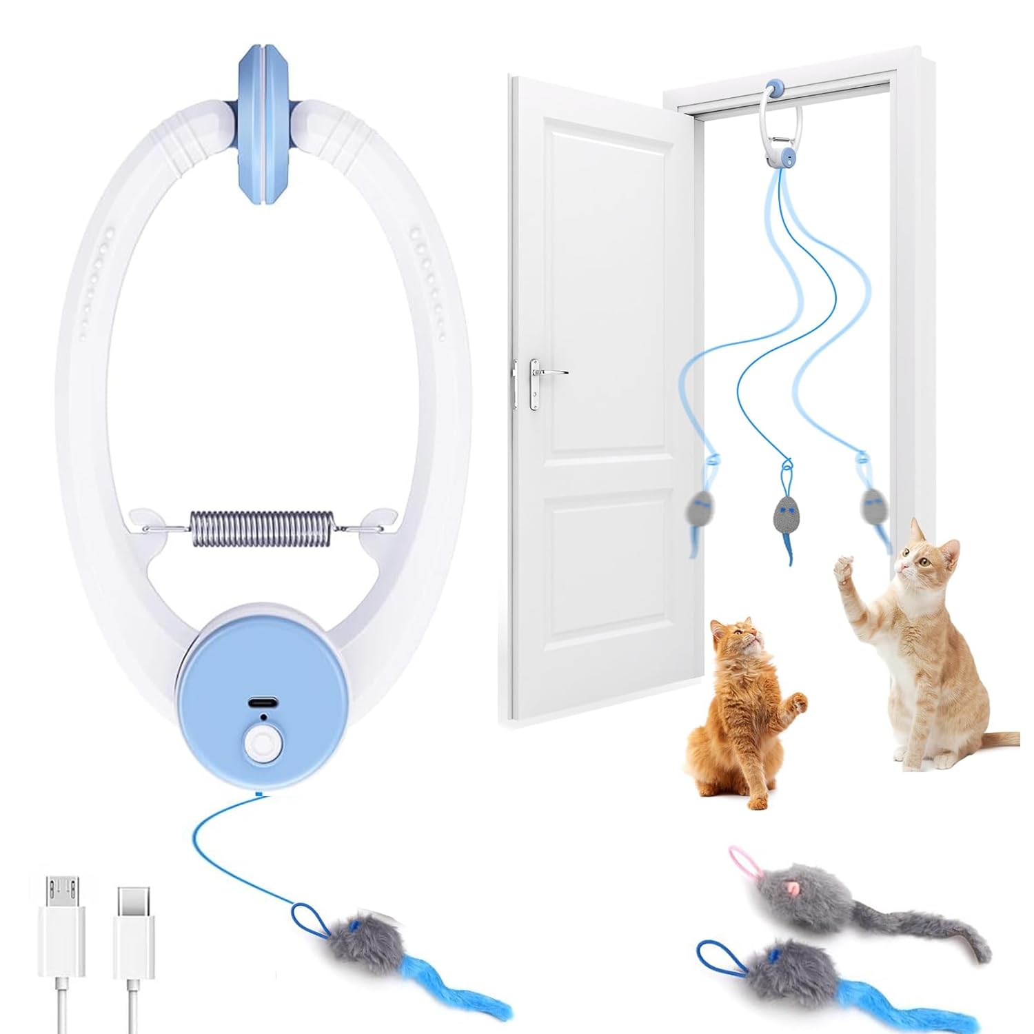 KWV juguete interactivo para gatos en la puerta, estimula caza y juego constante.