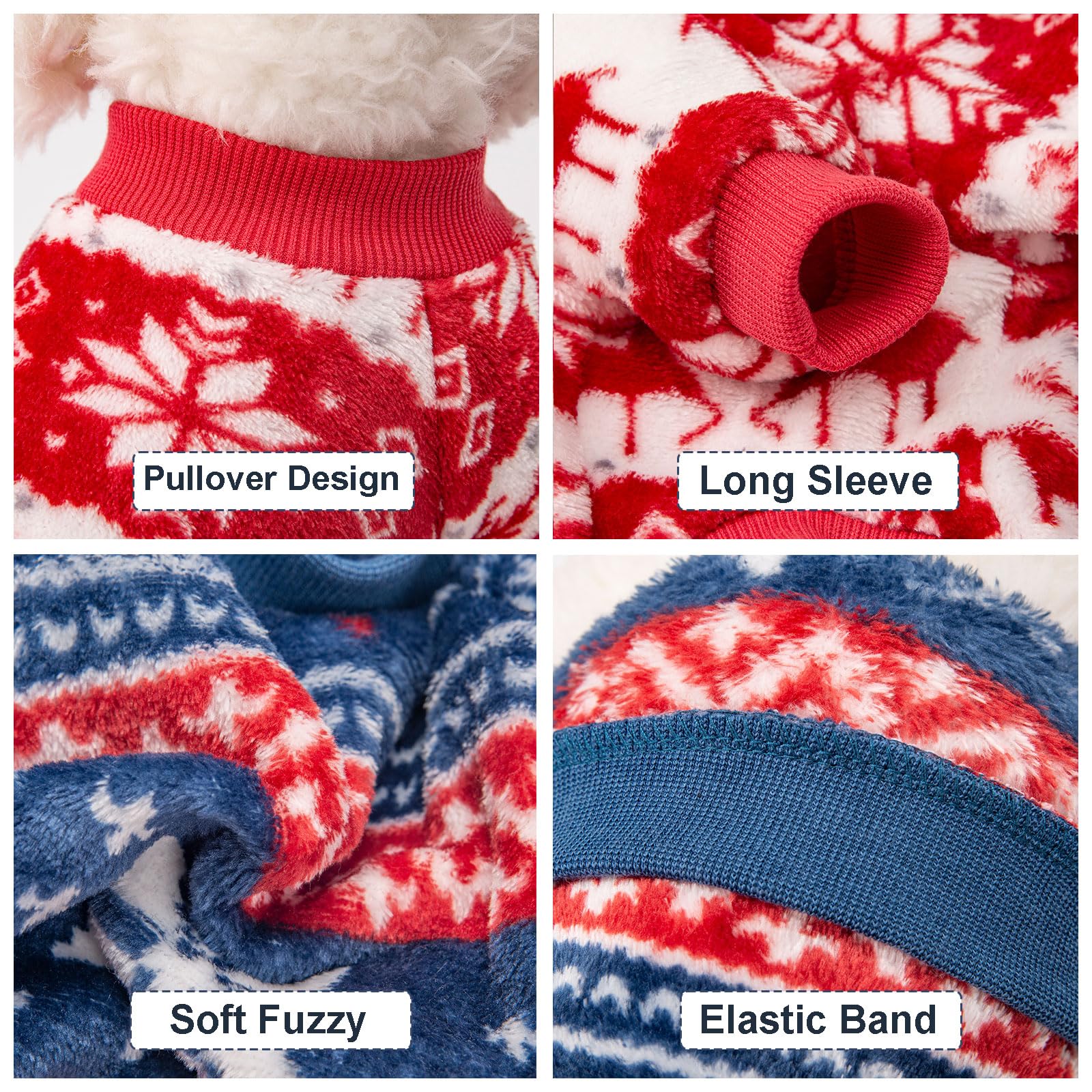 Kyaringtso suéter para perros - colores disponibles rojo navidad y azul navidad para outfits.