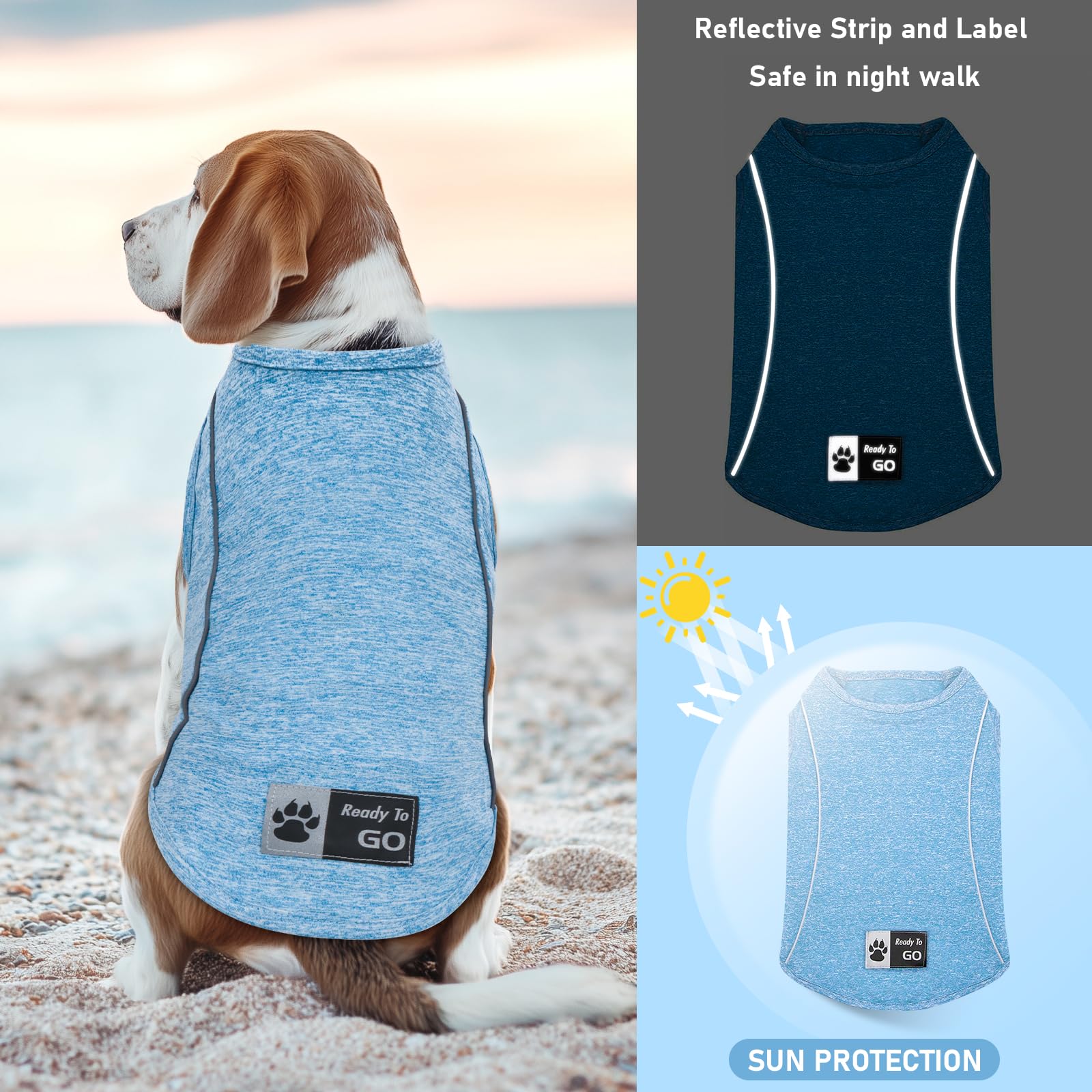 KYEESE camiseta de perro para paseos nocturnos con reflectante
