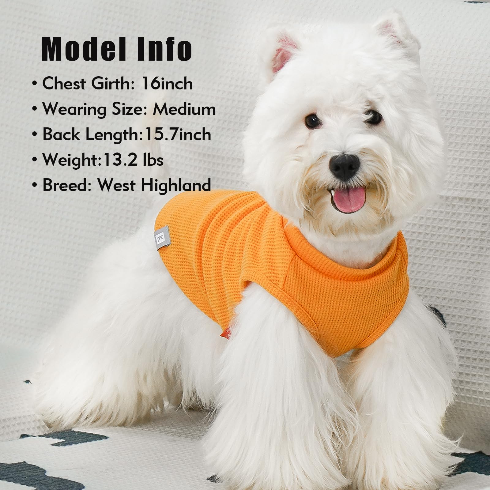 KYEESE ropa waffle para perro pequeño, lavable y resistente tras lavados.