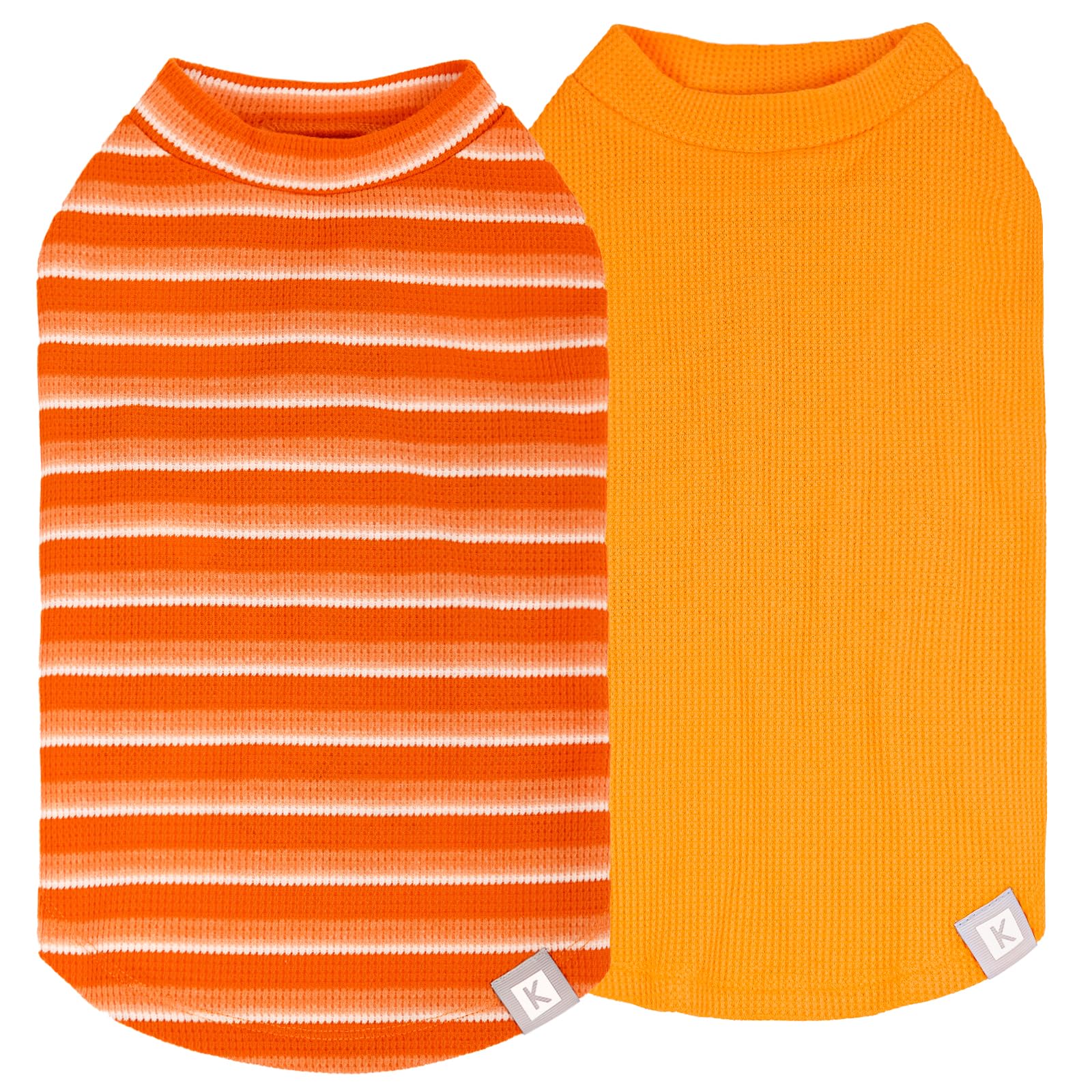 KYEESE camisetas waffle para perro pequeño, color naranja, confort ligero para días fríos.