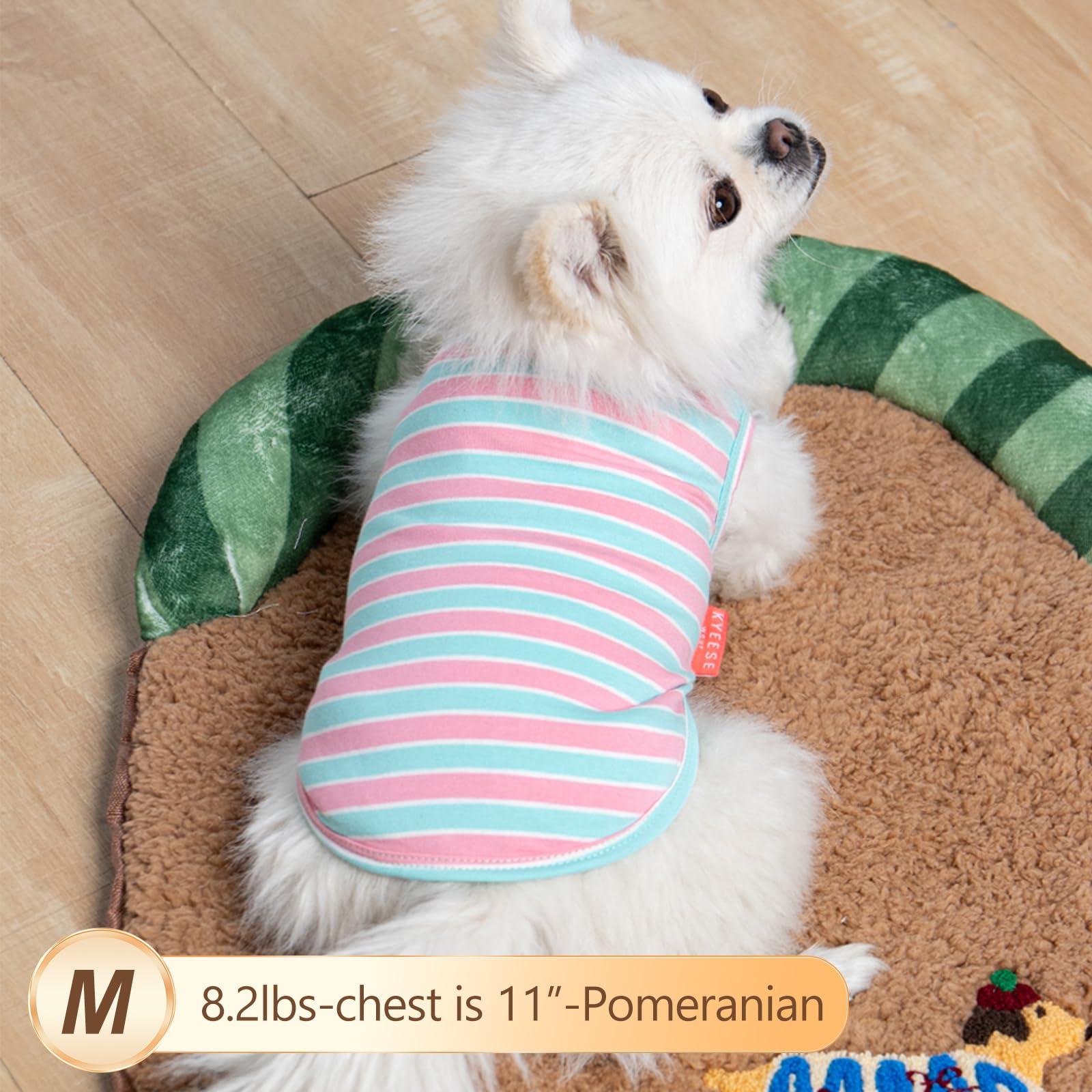 KYEESE camiseta para perro sin mangas, rayas rosa y logotipo reflectante para visibilidad