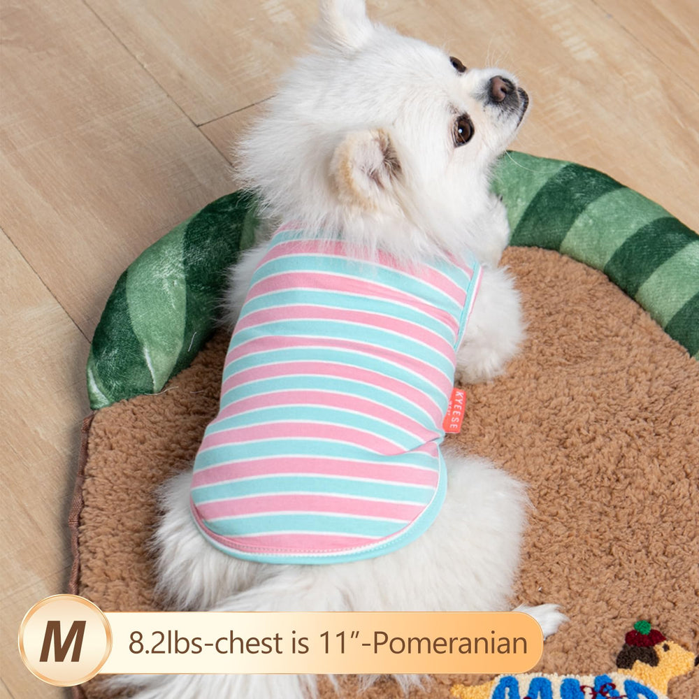 KYEESE camiseta para perro sin mangas, rayas rosa y logotipo reflectante para visibilidad
