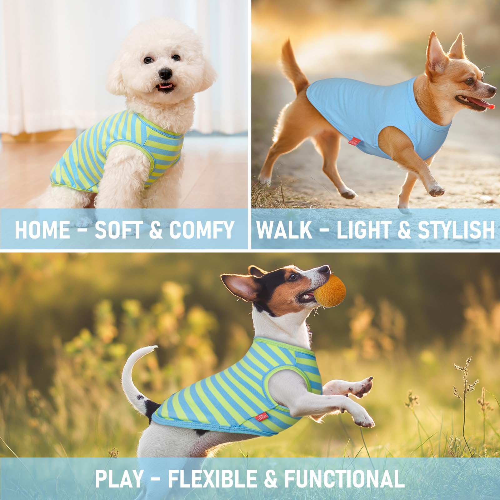 KYEESE ropa canina suave para sesiones de juego al aire libre.